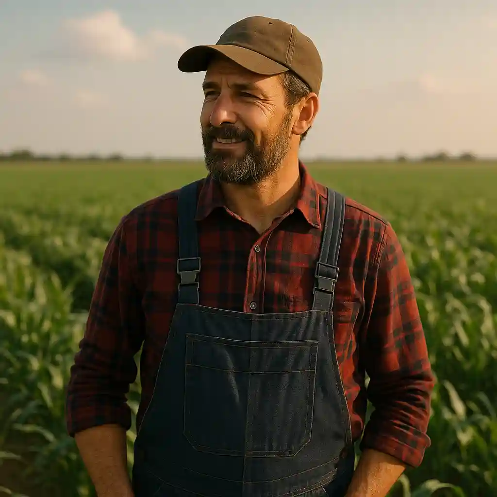 Portrait d'un agriculteur dans son champ